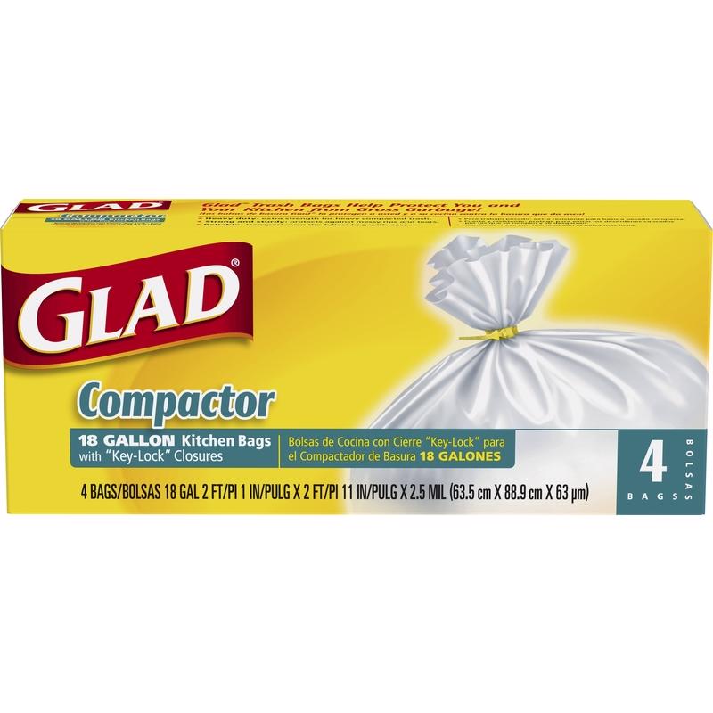 Glad 18 gal Compactor Bags Key-Lock 4 pk 2.5 mil