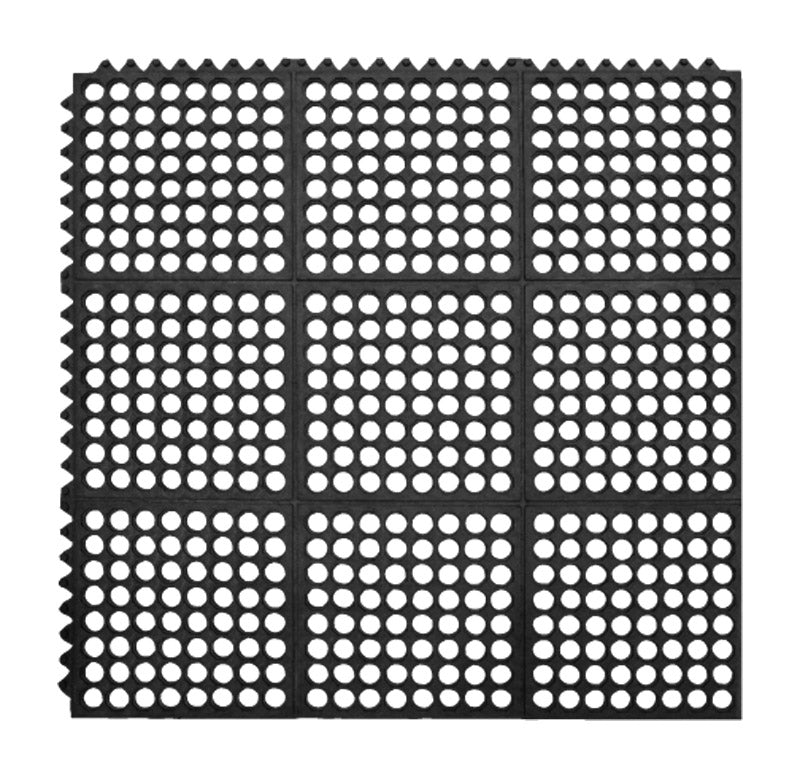 Multy Home 3 ft. W X 3 ft. L Black Flow-Through Polyester/Vinyl Anti Fatigue Mat