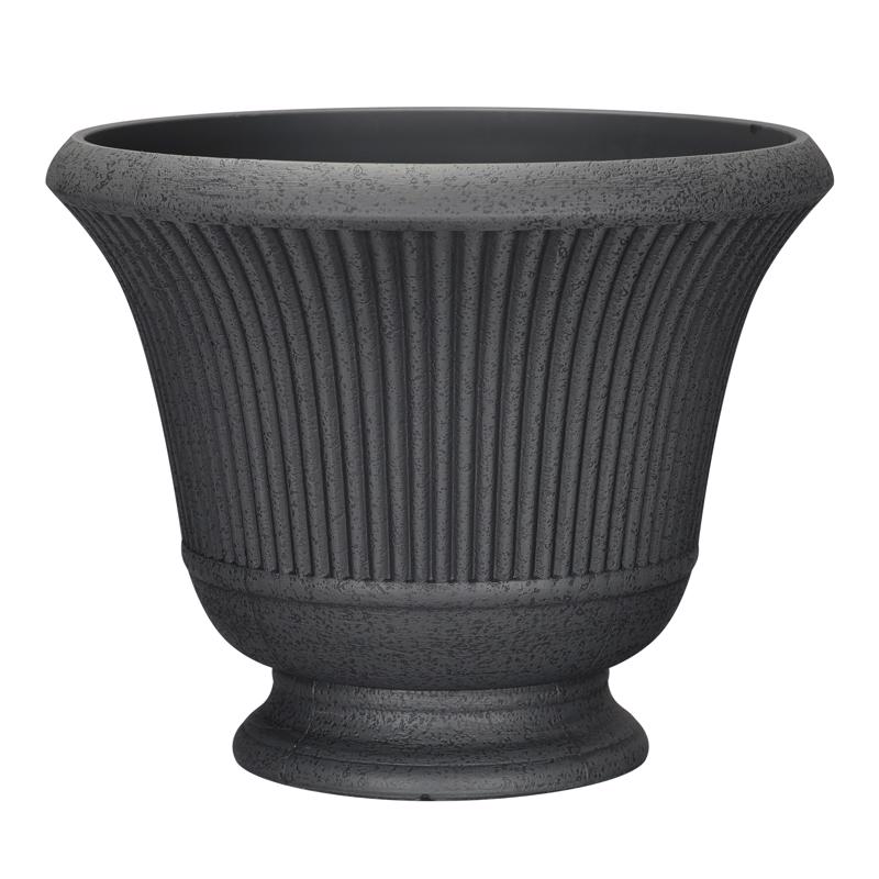 L&G Solutions 12.9 in. H X 16 in. D Polyresin Pedestal Urn Planter Charcoal