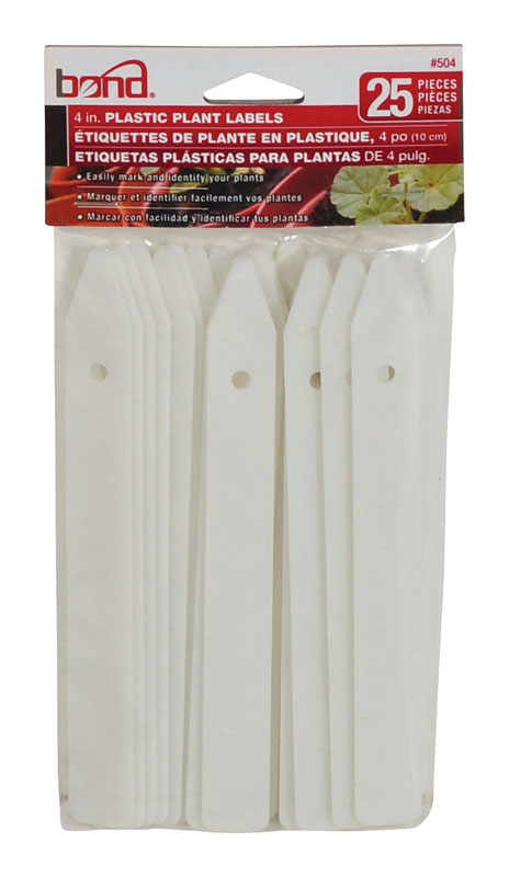 Bond 4 in. H X 0.5 in. W White Plastic Plant Label/Marker