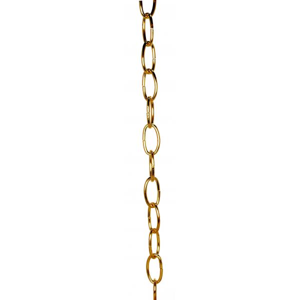 8 Ga. Chain - Brass Finish - 1 yd. Len - 11/2 in. - Link Len - 7/8 in. - Link Wid - 1/8 in. - Thick - 100 yd./Ctn - 35lbs Max