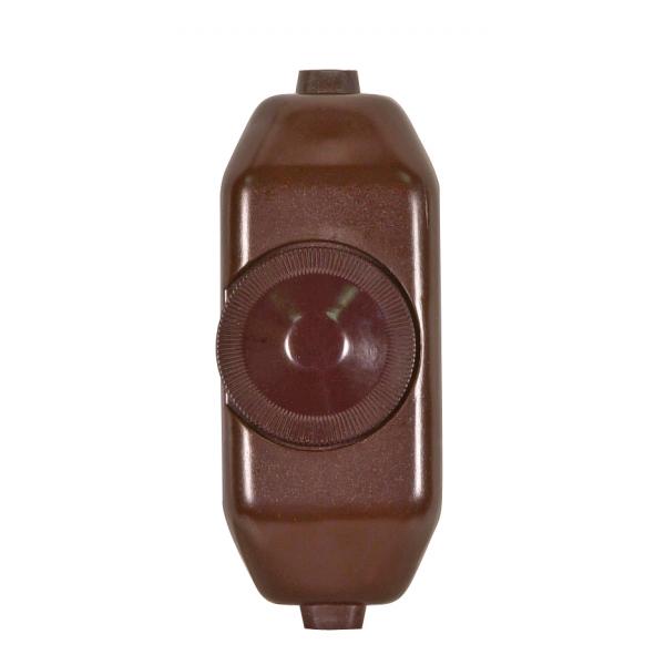 Full Range Lamp Cord - Rotary Dimmer Switch - Brown Finish - 3" x 1-1/4" - Phenolic - For 18GA SPT-1 or SPT-2 Wire - 200W - 120V