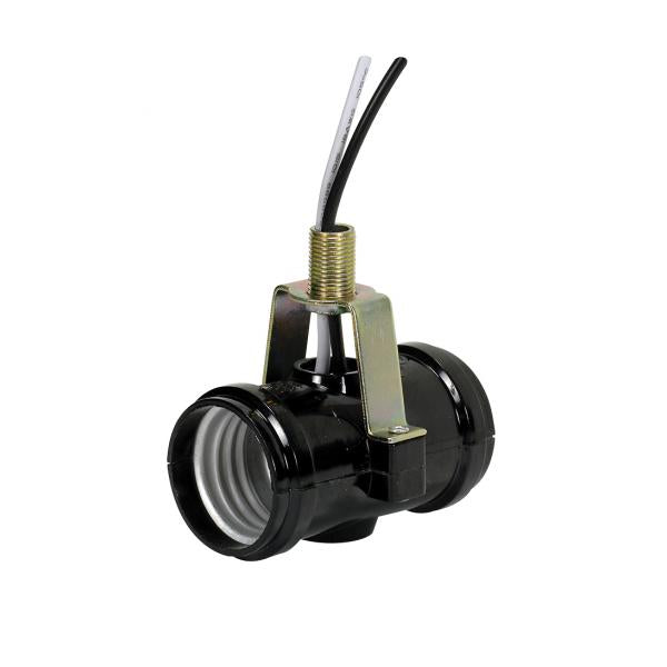 Phenolic Twin Cluster - 1-3/8" x 1/8 IP Threaded Top Bracket - 12" AWM B/W Leads 105C - 1/2" Nipple - 660W - 250V