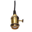 On/Off Lampholder - 4 Piece Stamped Solid Brass - Prewired - Uno Ring - 6 Foot 18/2 SVT Black Cord - Antique Brass Finish