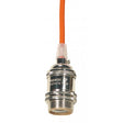 Medium base lampholder - 4pc. Solid brass - prewired - Uno ring - 10ft. 18/2 SVT Orange Cord - Polished Nickel finish