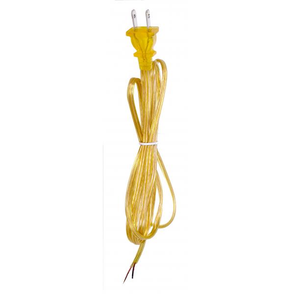 6 Foot 18/2 SPT-1 105C Cord Set - Gold Finish - 24" Hank - 200 Carton - Molded Polarized Plug - Tinned Tips 3/4" Strip With 2" Slit