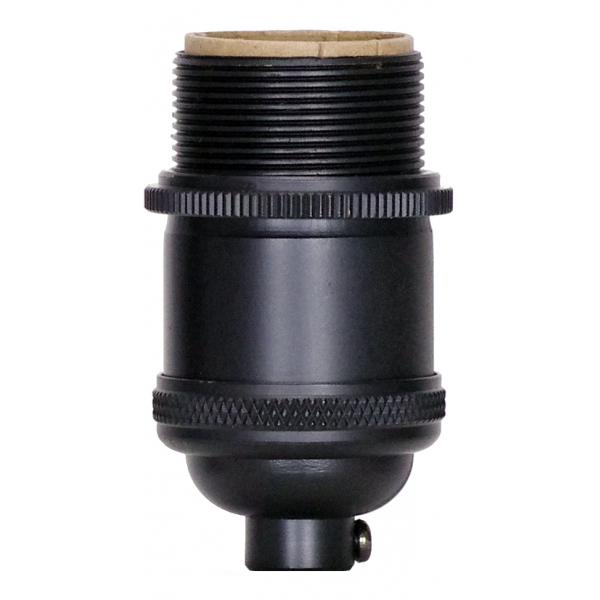 Short Keyless Socket - 1/8 IPS - 4 Piece Stamped Solid Brass - Black Finish - 660W - 250V - Uno Thread