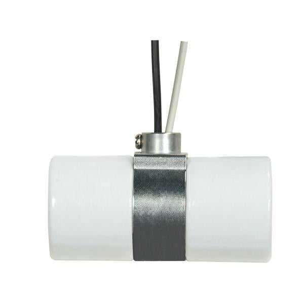 Twin Porcelain Socket With Top Bracket - Pre-Wired - 1/8 IPS - 9" AWM B/W 150C - CSSNP Screw Shell - Glazed - 660W - 250V