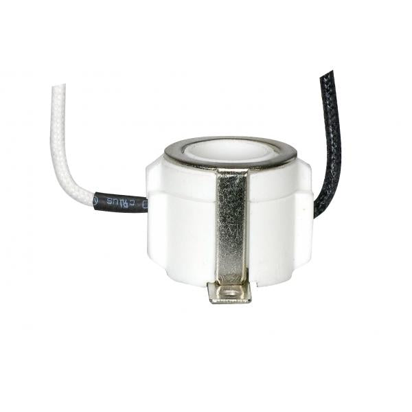 Mini Can Halogen Socket - Side Wired - E11 Base - Screw Mount Bracket - 18" Leads - 3/4" Height - 11/16" Diameter - 1000W - 250V