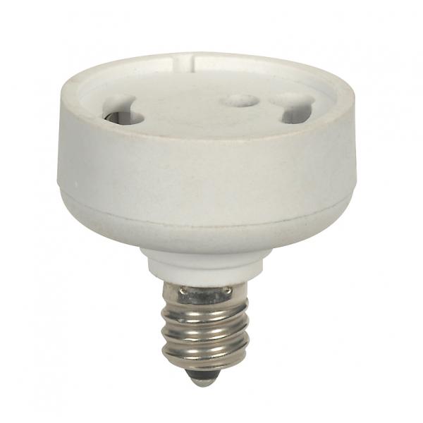 White E12 To GU24 Adapter - Candelabara To GU24 With Locking Device Reducer - 3/4" Overall Extension - 75W - 125V