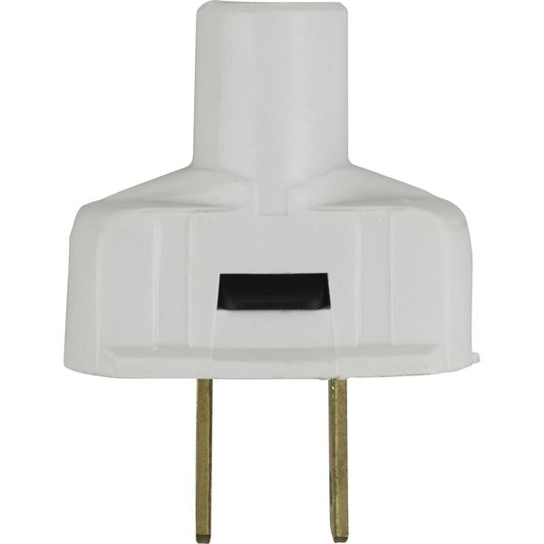 Attachment Plug With Terminal Screws - White Finish - Non Polarized - 18/2-SVT Round Wire - 15A - 125V