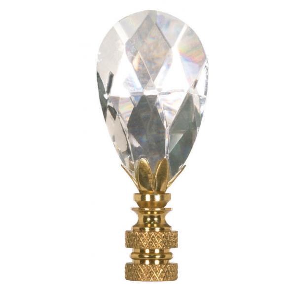 Pendant Cut Crystal Finial - 2-3/4" Height - 1/4-27