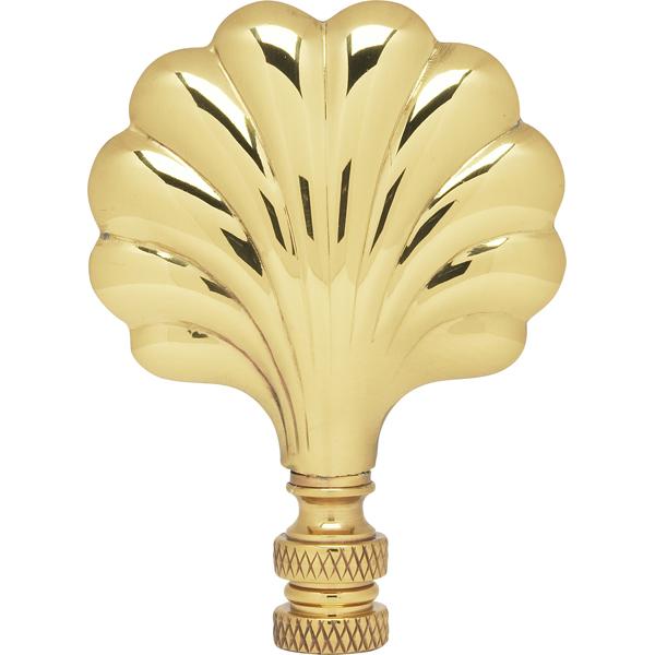 Fan Brass Finial - 3" Height - 1/4-27 - Polished Brass Finish