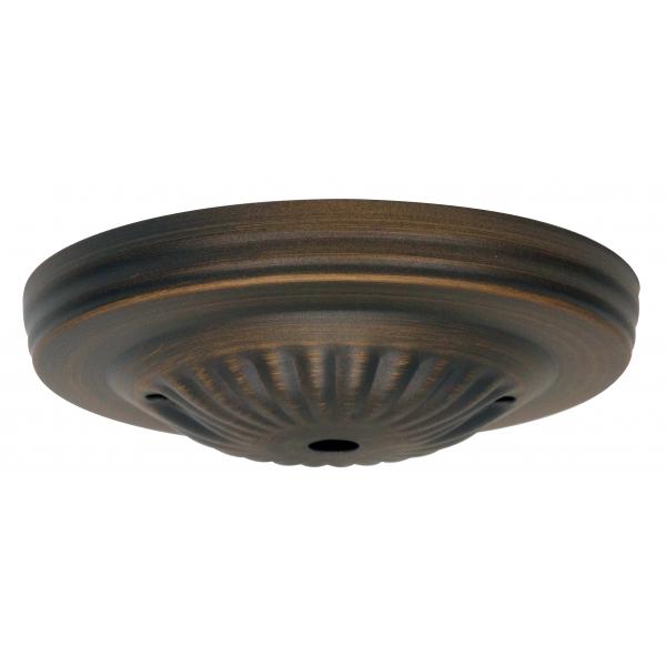 Ribbed Canopy - Canopy Only - Dark Antique Brass Finish - 5" Diameter - 7/16" Center Hole - 2 -8/32 Bar Holes
