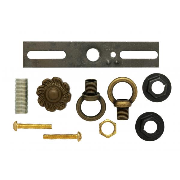 Bath Swag Canopy Kit - Antique Brass Finish - 5" Diameter - 3- 7/16" Holes - Includes Hardware - 10lbs Max