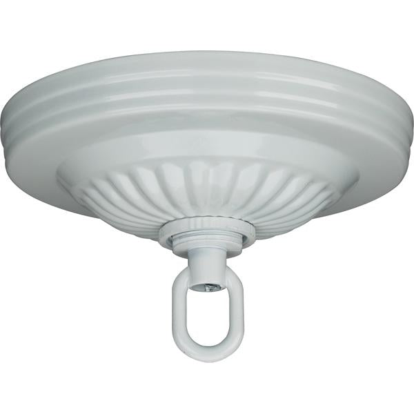 Ribbed Canopy Kit - White Finish - 5" Diameter - 1-1/16" Center Hole - Includes Hardware - 25lbs Max