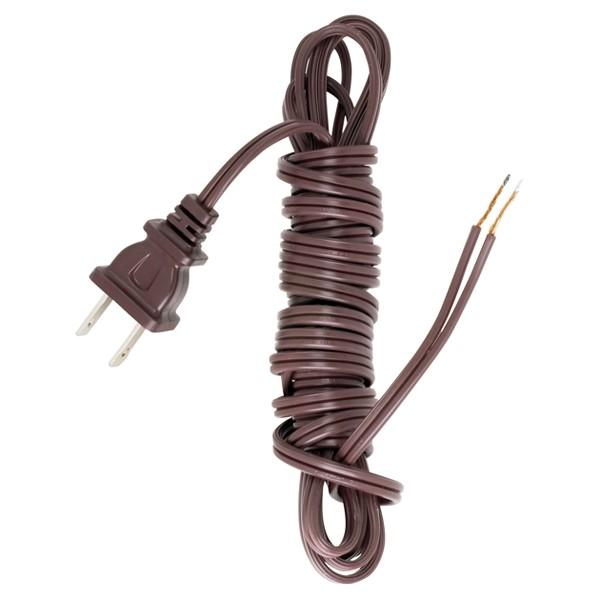 12 Foot 18/2 SPT-1 105C Cord Set - Brown Finish - 72" Hank - 150 Carton - Molded Polarized Plug - Tinned Tips 3/4" Strip With 2" Slit