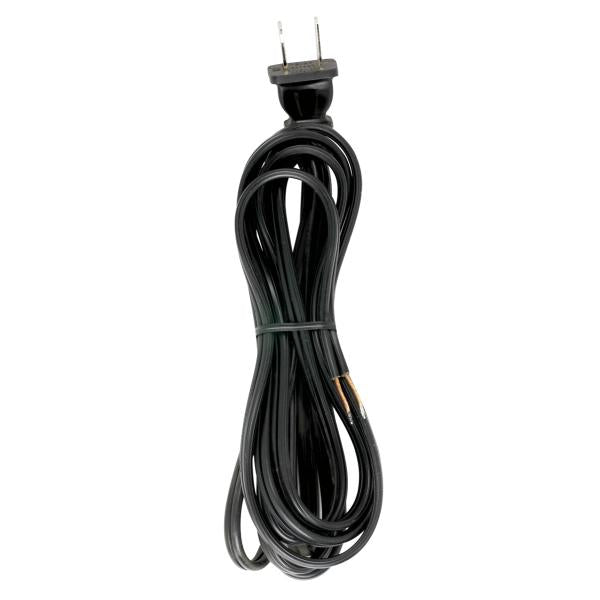 9 Foot 18/2 SPT-2 105C Cord Set - Black Finish - 36" Hank - 150 Carton - Molded Polarized Plug - Tinned Tips 3/4" Strip With 2" Slit