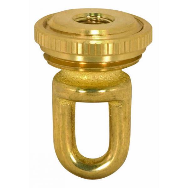 1/8 IP Cast Brass Screw Collar Loop With Ring - Fits 1" Canopy Hole - 1-1/8" Ring Diameter - 1-3/4" Height - Unfinished