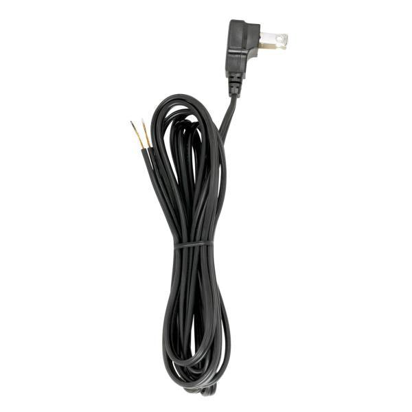 8 Foot 18/2 SPT-2 105C Flat Plug Cord Set - Black Finish - 36" Hank - 200 Carton - Molded Plug - Tinned Tips 3/4" Strip With 2" Slit