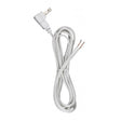 8 Foot 18/2 SPT-2 105C Flat Plug Cord Set - White Finish - 36" Hank - 200 Carton - Molded Plug - Tinned Tips 3/4" Strip With 2" Slit