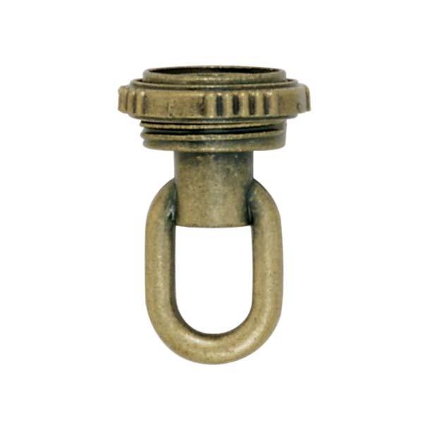 3/8 IP Screw Collar Loop With Ring - 25lbs Max - Antique Brass Finish