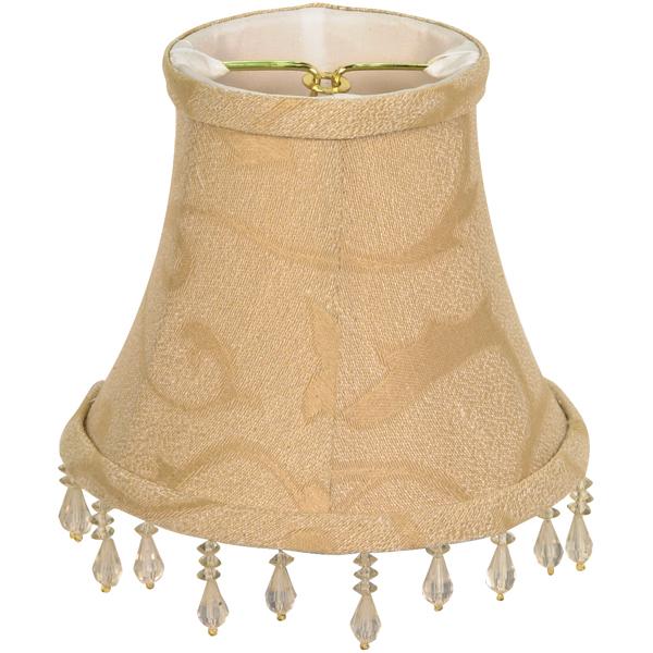 Clip On Shade - Beige Beaded Floral - 3" Top - 5" Bottom - 4-1/4" Side