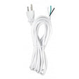15 Foot 18/3 SVT 105C Heavy Duty Cord Set - White Finish - 50 Carton - 3 Prong Molded Plug - Stripped And Slit - 1/4" Diameter