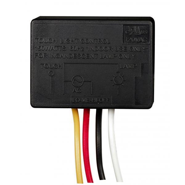 On-Off Touch Switch Plastic Outer Shell. Rated: 150W-120V Indoor Incandescent Use Only 17/8" x 13/8" x 5/8"