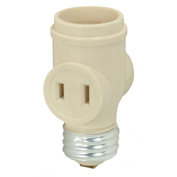 Medium Base Keyless Current Tap - Ivory Finish - 660W - 125V