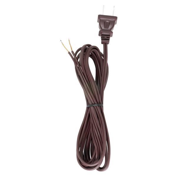 10 Foot 18/2 SPT-1 105C Cord Set - Brown Finish - 48" Hank - 150 Carton - Molded Polarized Plug - Tinned Tips 3/4" Strip With 2" Slit