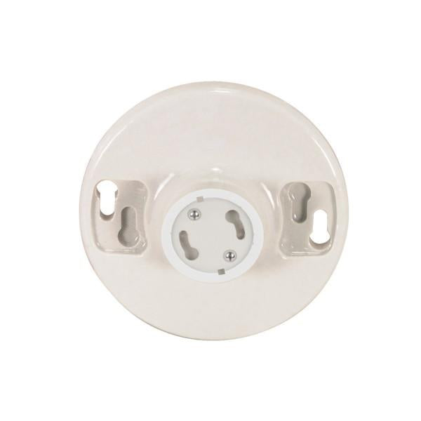 4 Terminal Keyless White Phenolic GU24 Ceiling Receptacle - Screw Terminals - 4-3/8" Diameter - 300W - 300V