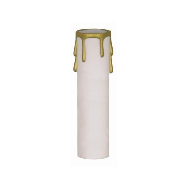 Plastic Drip Candle Cover - White Plastic With Gold Drip - 1-3/16" Inside Diameter - 1-1/4" Outside Diameter - 3" Height