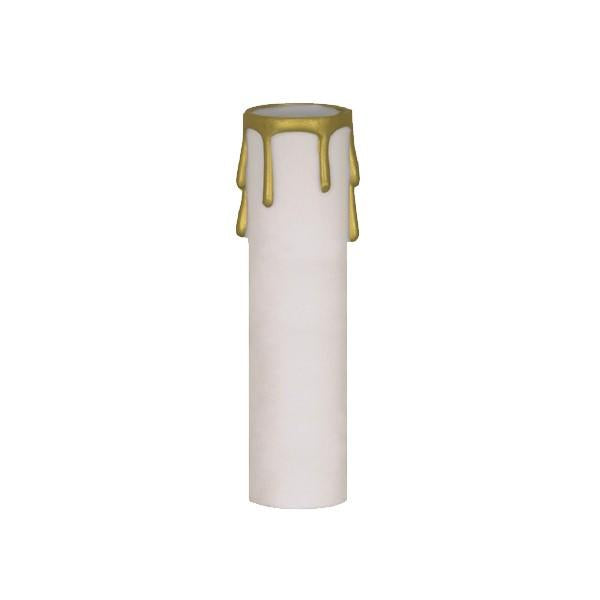 Plastic Drip Candle Cover - White Plastic With Gold Drip - 1-3/16" Inside Diameter - 1-1/4" Outside Diameter - 4" Height