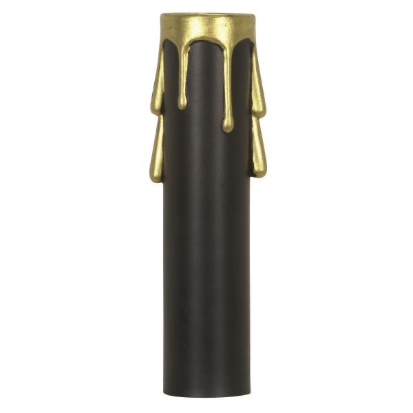 Plastic Drip Candle Cover - Black Plastic With Gold Drip - 13/16" Inside Diameter - 7/8" Outside Diameter - 4" Height