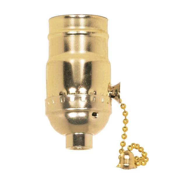 On-Off Pull Chain Socket - 1/8 IPS - Aluminum - Brite Gilt Finish - 660W - 250V - 250 Master