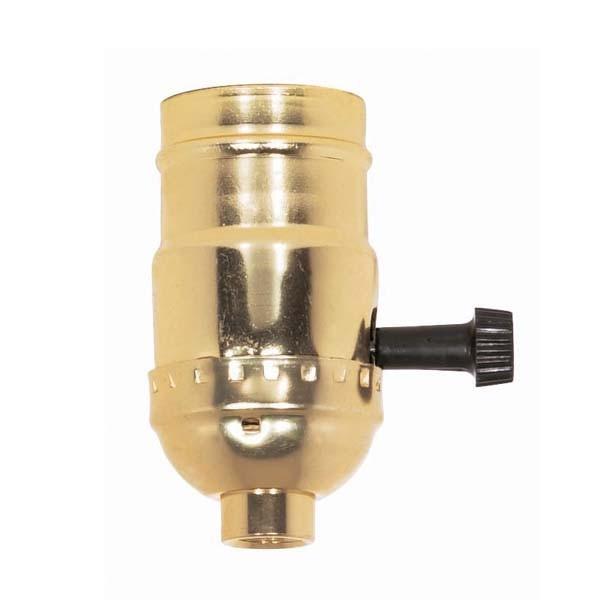 3 Terminal (2 Circuit) Turn Knob Socket With Removable Knobs - 1/8 IPS - Aluminum - Brite Gilt Finish - 250W - 250V - 250 Master