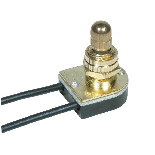 On-Off Metal Rotary Switch - 3/8" Metal Bushing - Single Circuit - 6A-125V, 3A-250V Rating - Brass Finish