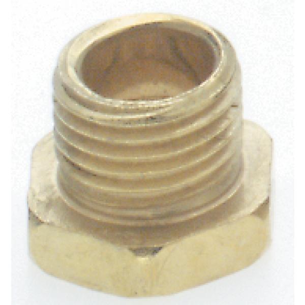 Steel Hexagon Head Nipple - Brass Plated - 1/8 IP - 1/4" x 3/8" Overall