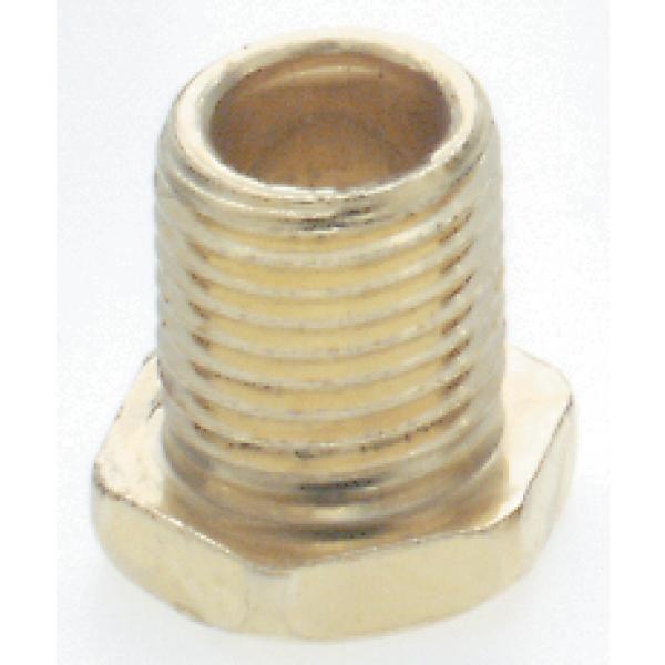 Steel Hexagon Head Nipple - Brass Plated - 1/8 IP - 3/8" x 1/2" Overall