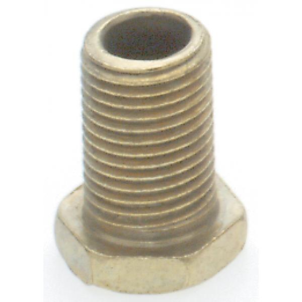 Steel Hexagon Head Nipple - Brass Plated - 1/8 IP - 1/2" x 5/8" Overall