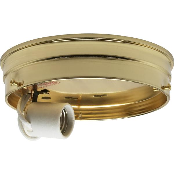 6" 1-Light Ceiling Pan - Brass Finish - Includes Hardware - 60W Max