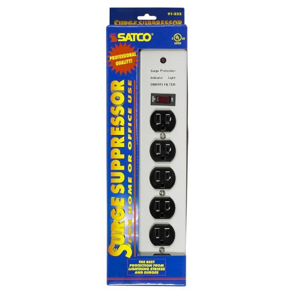 6 Outlet Professional Metal Surge Strip - 4 Foot Cord - 14/3 SJT - Indoor Use Only - 540 Joules - 15A-120V - 1800W
