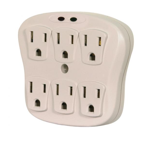 6 Outlet Surge Wall Tap - Indoor Use Only - 540 Joules - 15A-120V - 1800W
