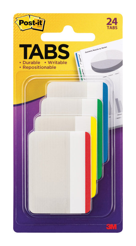 Post-it Tabs 2 in. W X 1.5 in. L Assorted Sticky Filing Tabs 4 pad