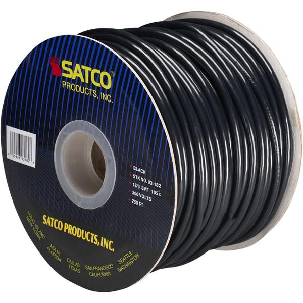 Pulley Bulk Wire - 18/3 SVT 105C Pulley Cord - 250 Foot/Spool - Black
