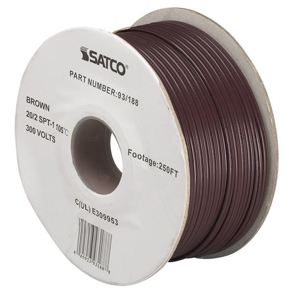 Lamp And Lighting Bulk Wire - 20/2 SPT-1 105C - 250 Foot/Spool - Brown