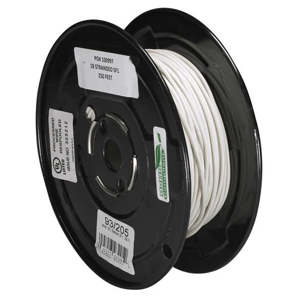 Lighting Bulk Wire - 18/1 Stranded Braid 200C SF-1 - 250 Foot/Spool - White
