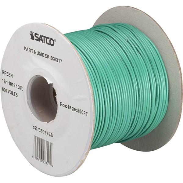 Lighting Bulk Wire - 18/1 Stranded AWM 105C UL 1015 - 500 Foot/Spool - Green