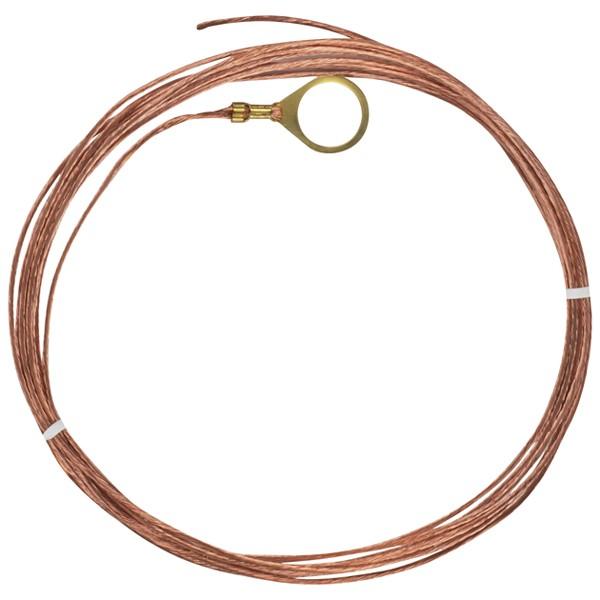 10 Foot 18/1 Bare Copper Ground Wire - 1/4 IP Round Ground Lug